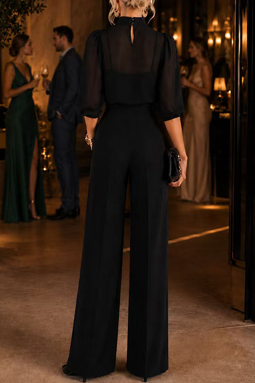 Mockneck Half Sleeves Top with Camisole High Rise Straight Leg Pants 3 Piece Set