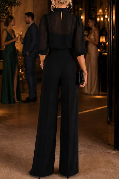 Mockneck Half Sleeves Top with Camisole High Rise Straight Leg Pants 3 Piece Set