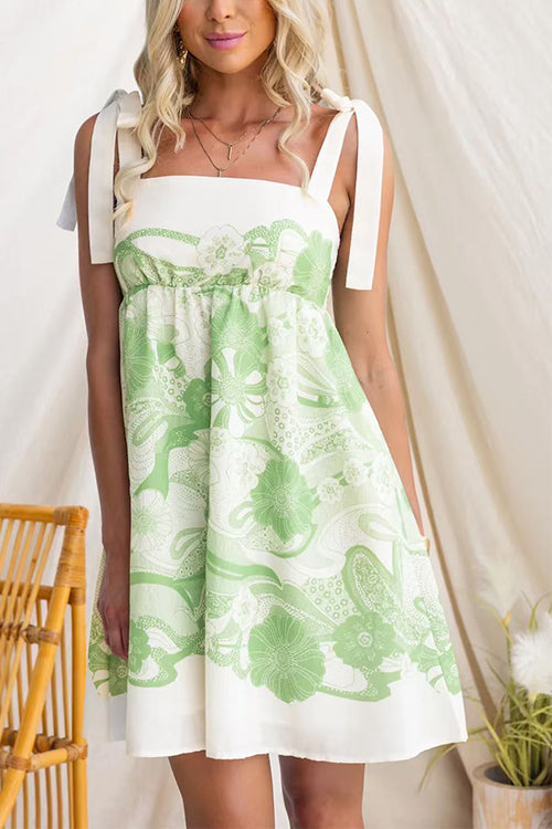 Bow Shoulder Floral Print Mini Cami Dress