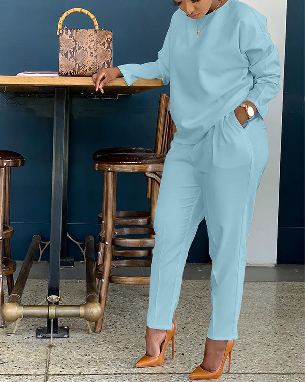 Clidress Suit Stlye T-shirt & Pant 2 Piece Set