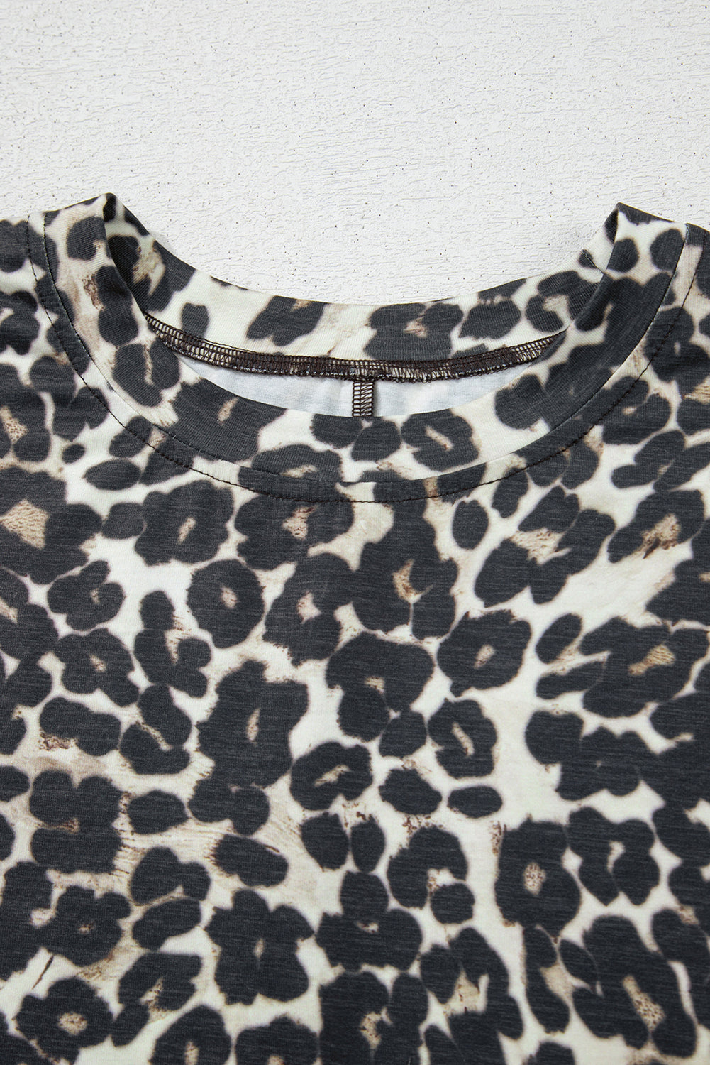 Leopard Round Neck Top And Shorts Set