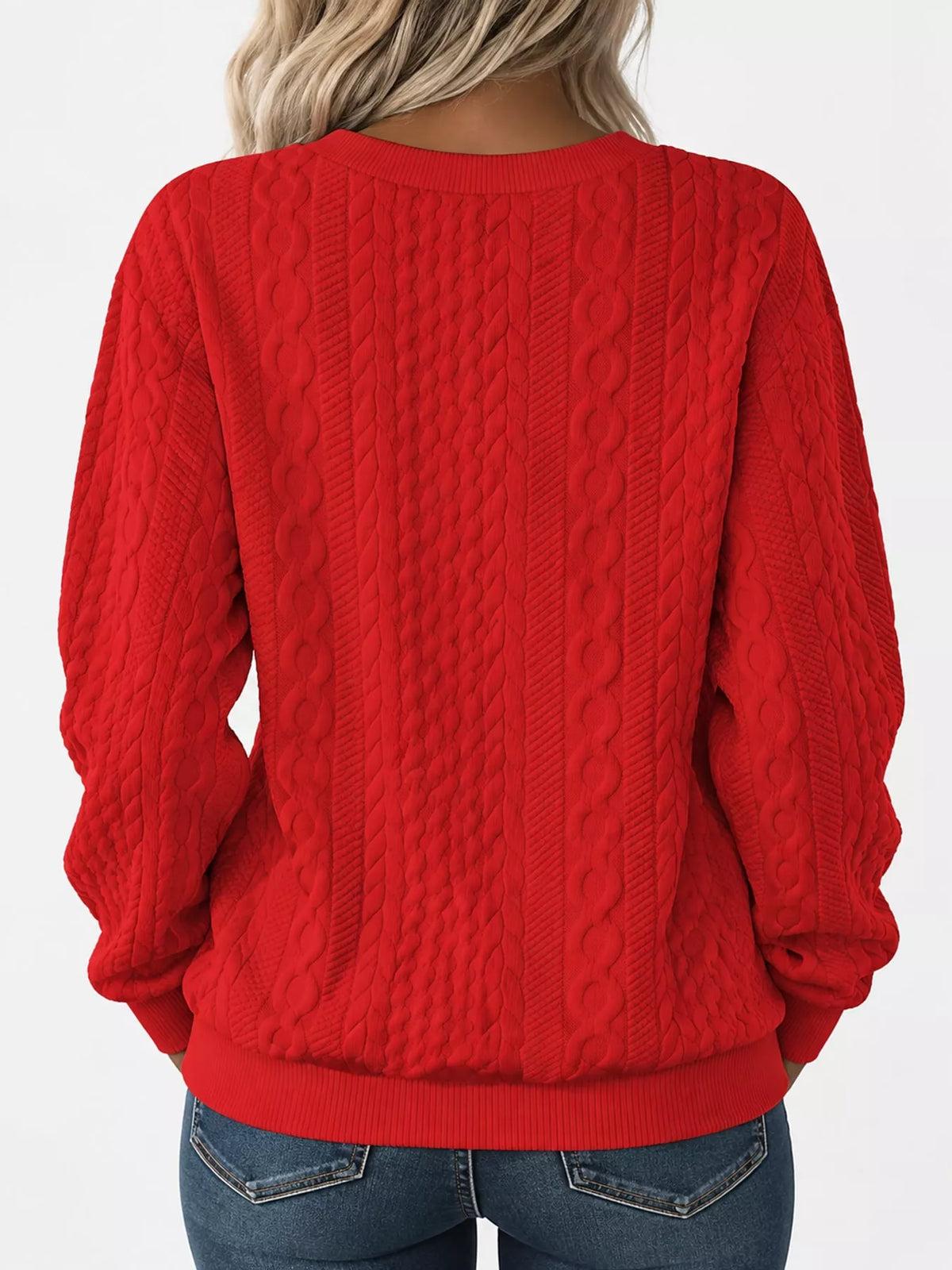 Full Size Quarter-Zip Cable Knit Sweatshirt Plus Size