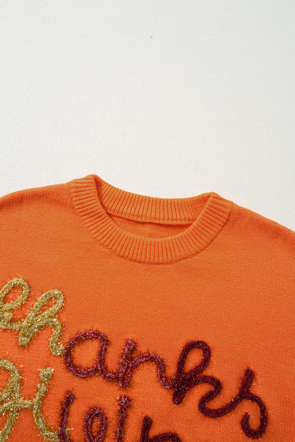 Thanksgiving Round Neck Dropped Shoulder Sweater
