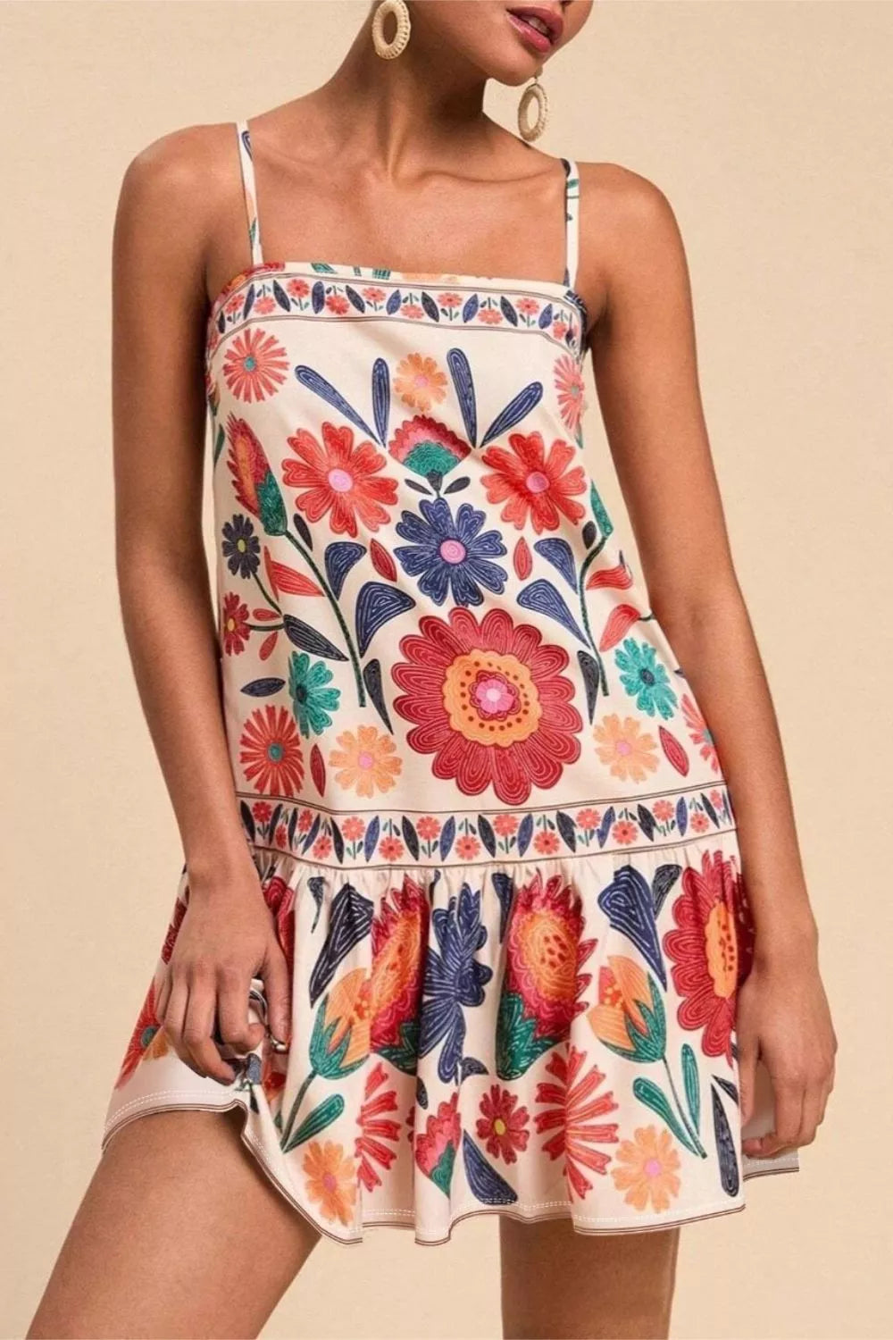 Kay's Plus Size Floral Print Sleeveless Mini Dress