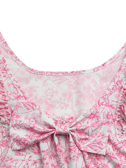 Floral Print Ruffle Sleeve Blouse