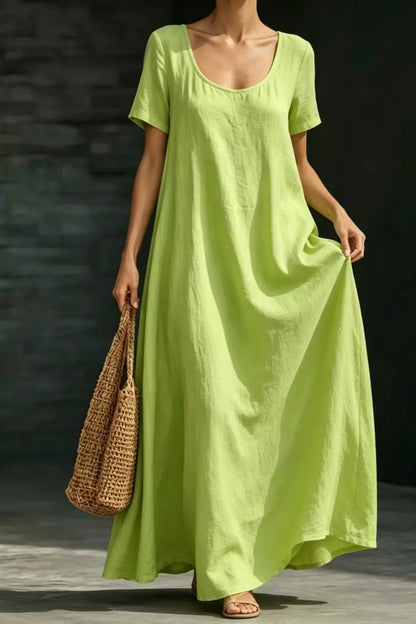 Full Size Casual Loose Short Sleeve Maxi Dress Plus Size
