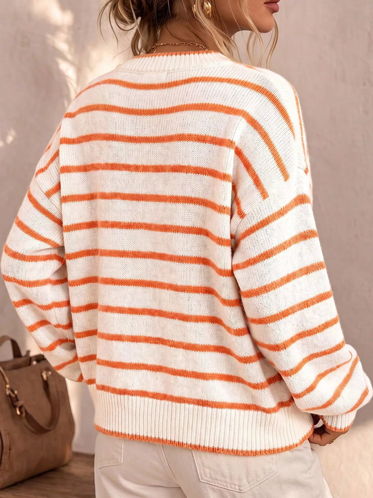 Striped Knit Cardigan for Women – Relaxed Button-Down Sweater
