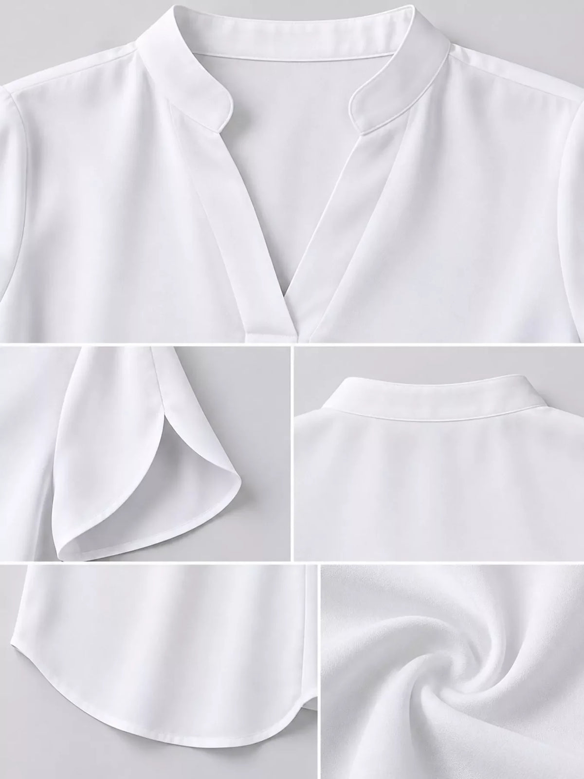 Notched Slit Short Sleeve Blouse