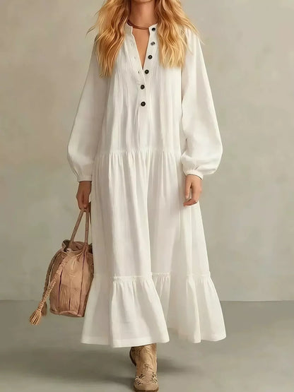 Button Front Tiered Maxi Dress