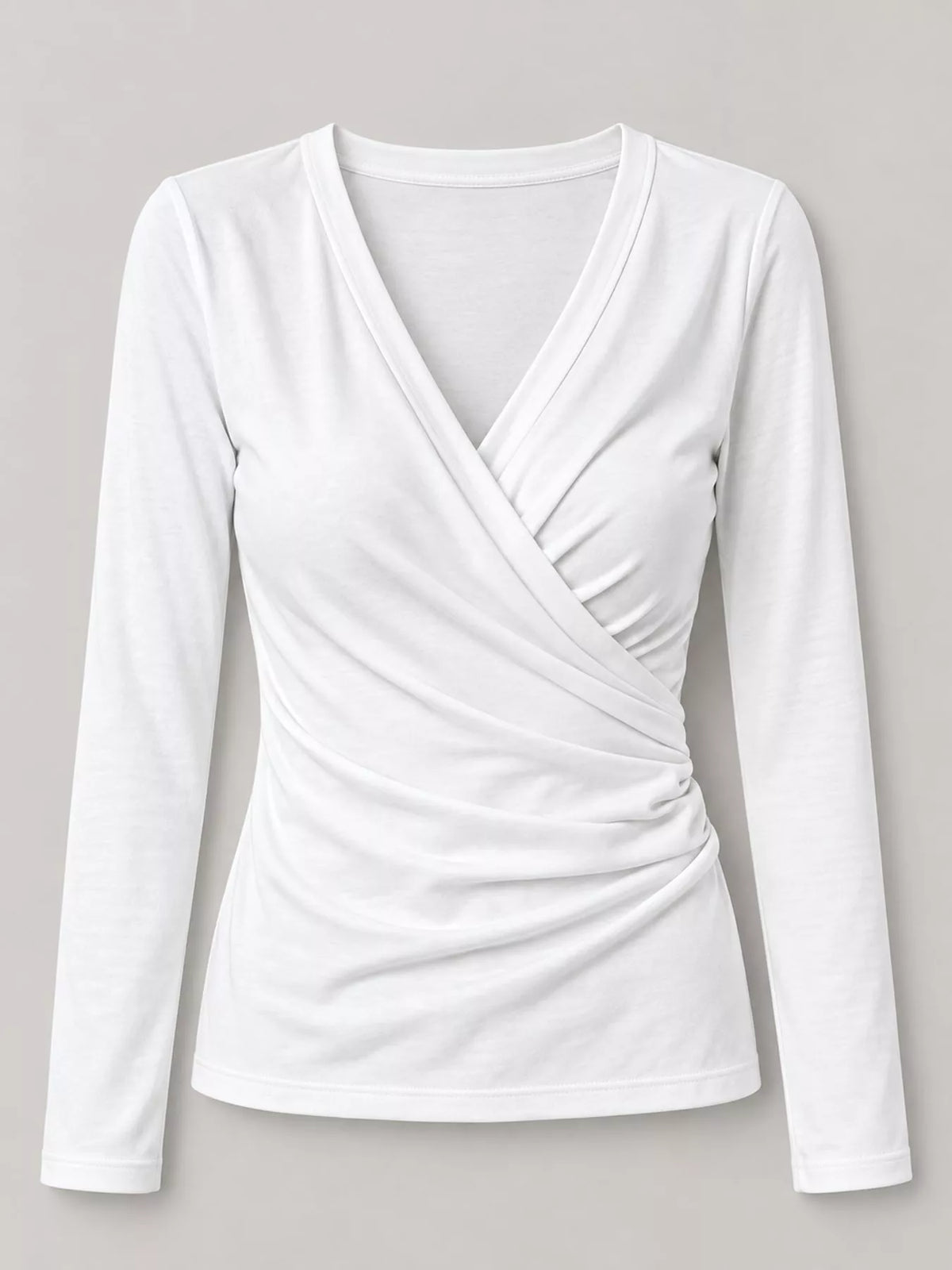 Full Size Surplice Long Sleeve T-Shirt Plus Size