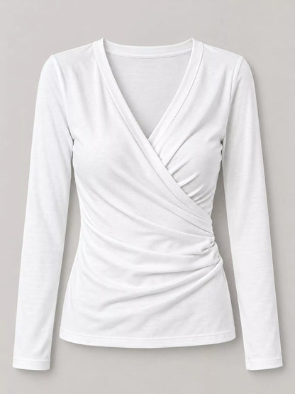 Full Size Surplice Long Sleeve T-Shirt Plus Size