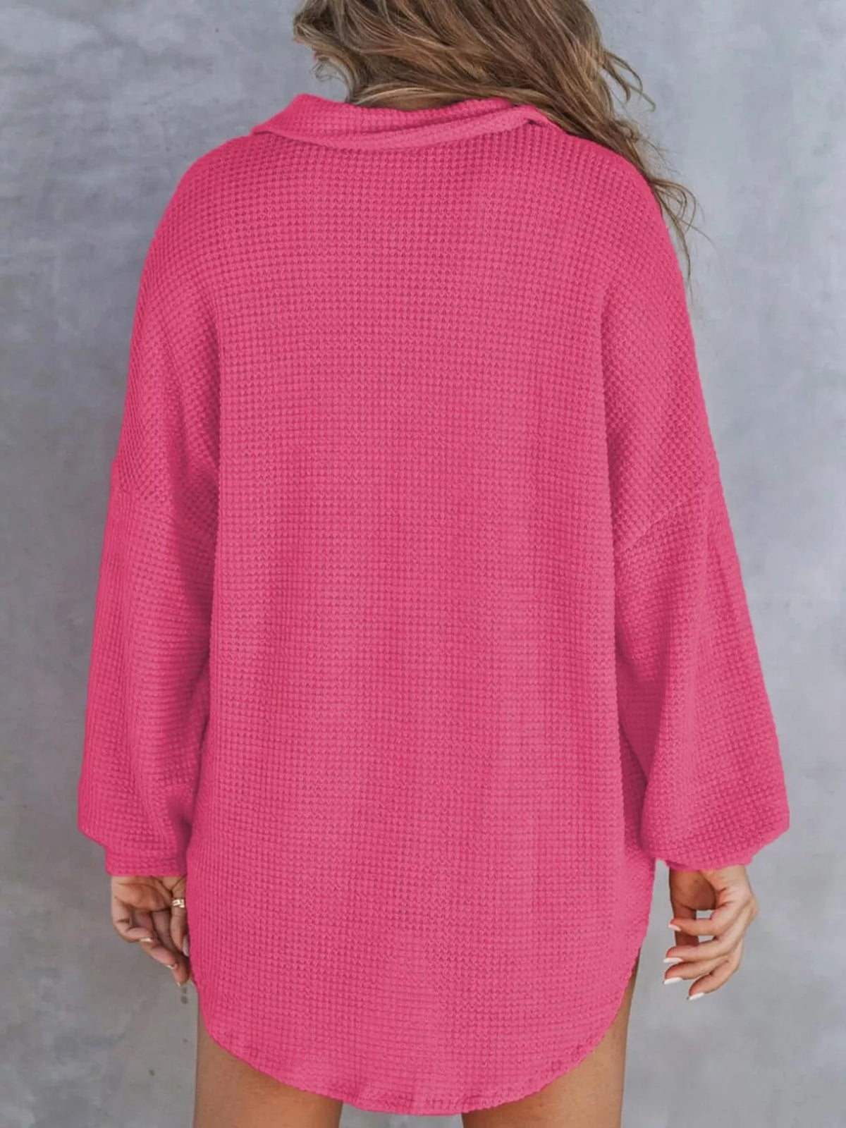Waffle Knit Button Detail T-Shirt with Pocket