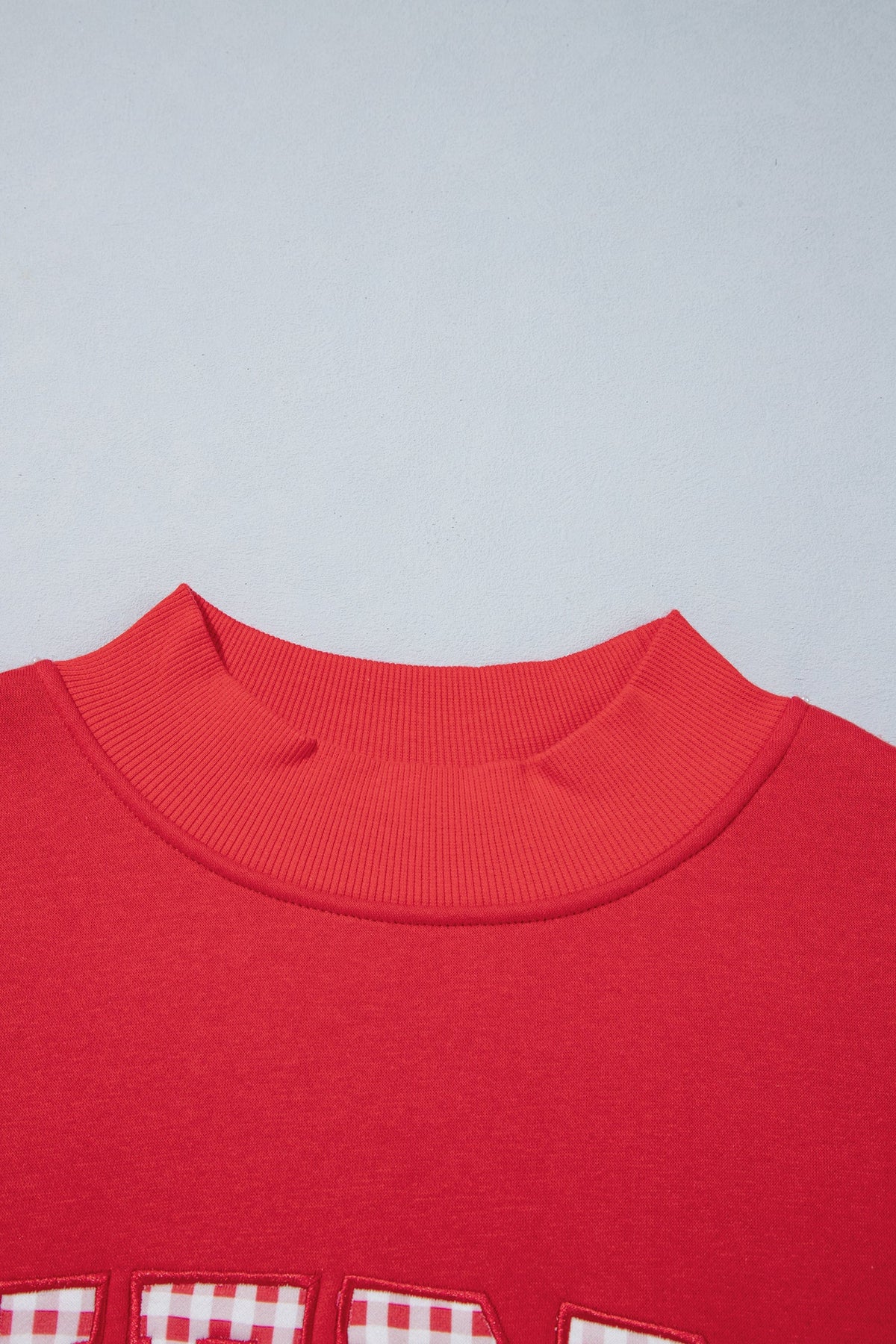 Fiery Red Gingham Plaid Oversized Pullover Sweatshirt