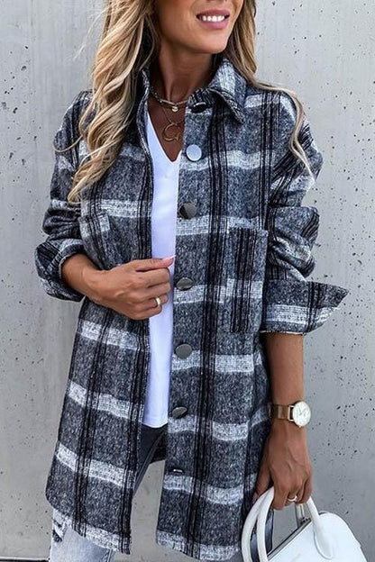 Clidress Retro Plaid Big Button Shirt Coat(11 Colors)