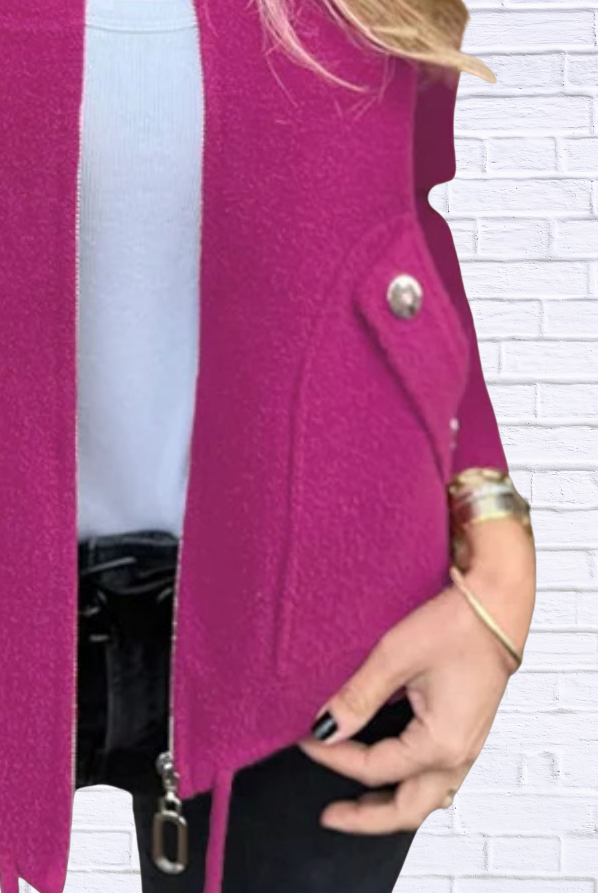 Full Size Textured Knit Zip Up Outerwear Plus Size