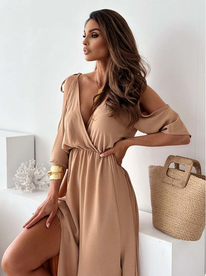 Elegant Sexy V Neck Side Slit Dress