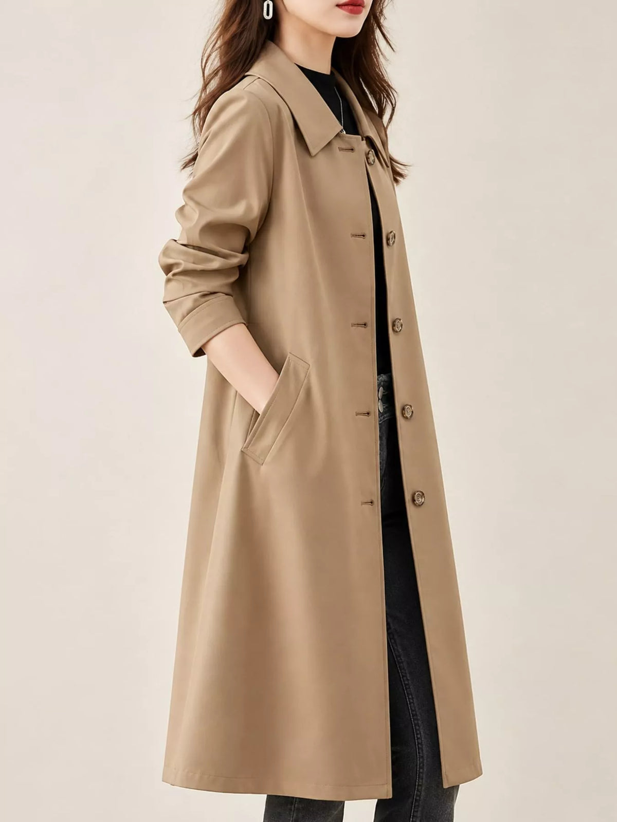 Plus Size Button Up Longline Coat
