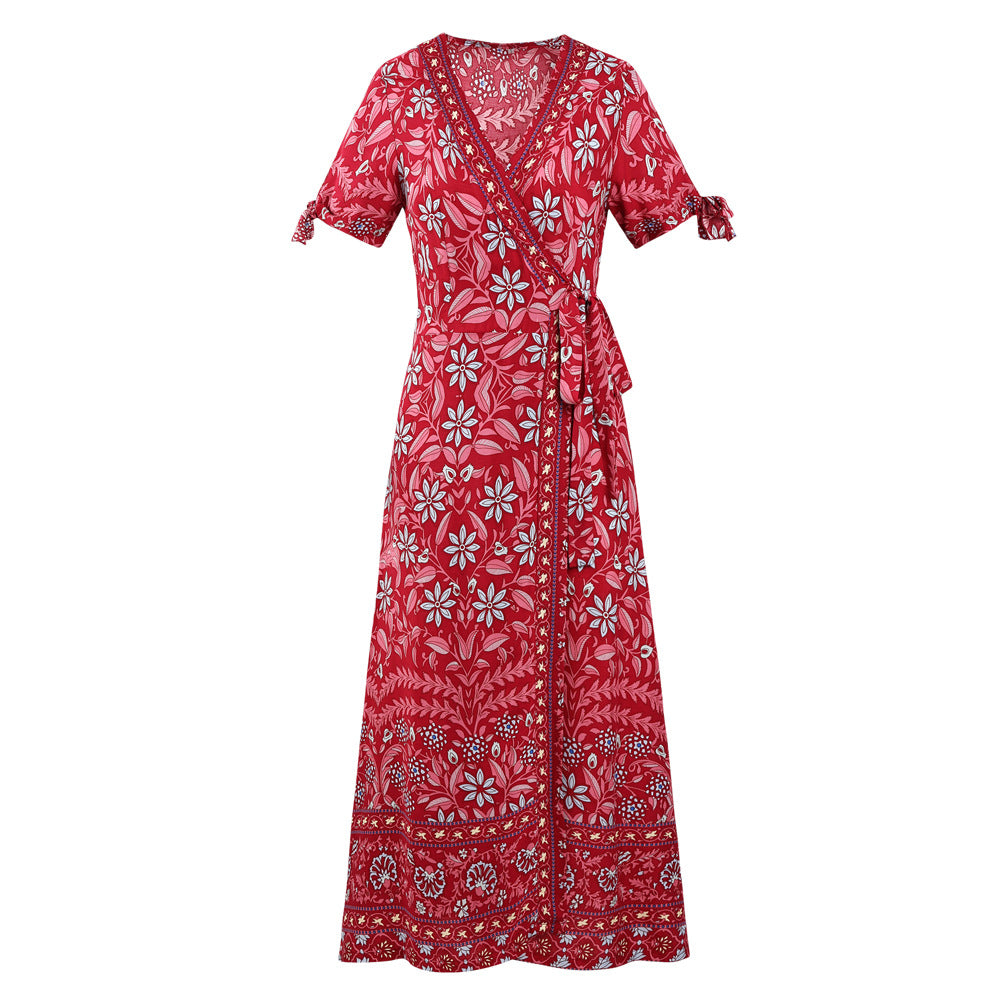Nadia's Deep V-neck Midi Beach Dress