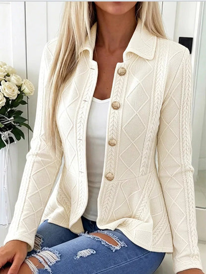 Cable-Knit Button Up Cardigan