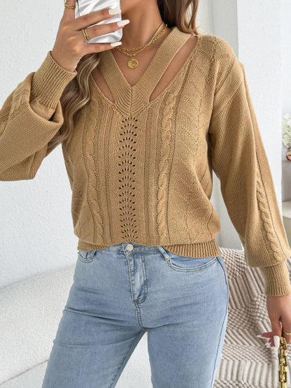 Cut-Out Cable Knit Sweater