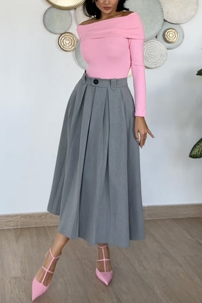 Off Shoulder Long Sleeves Slim Fit Top