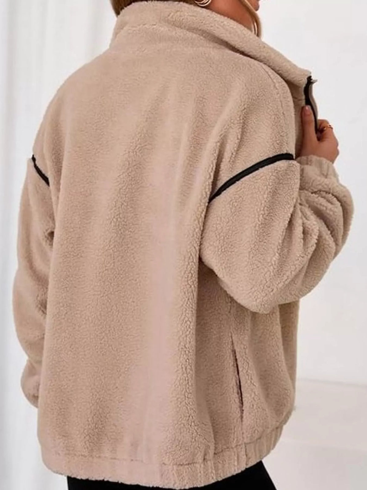 Stand Collar Cozy Sherpa Fleece Zip-Up Jacket