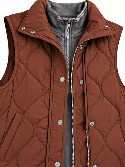 Quilted Snap Button Vest Coat