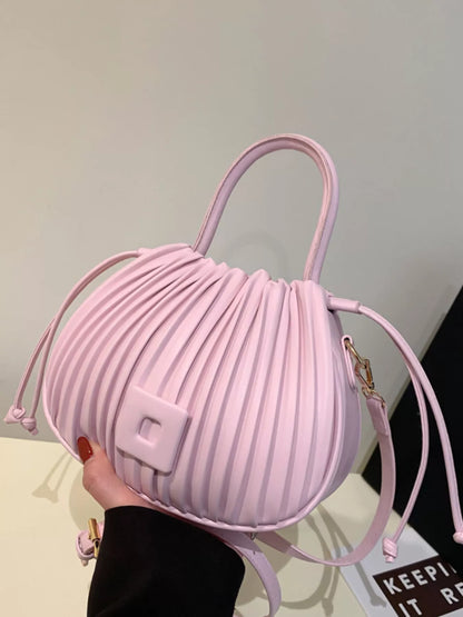 Pleated Bucket Crossbody Bag with