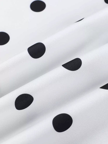 Polka Dot Midi Skirt with Lace Trim