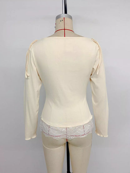 Lace Trim Long Sleeve T-Shirt