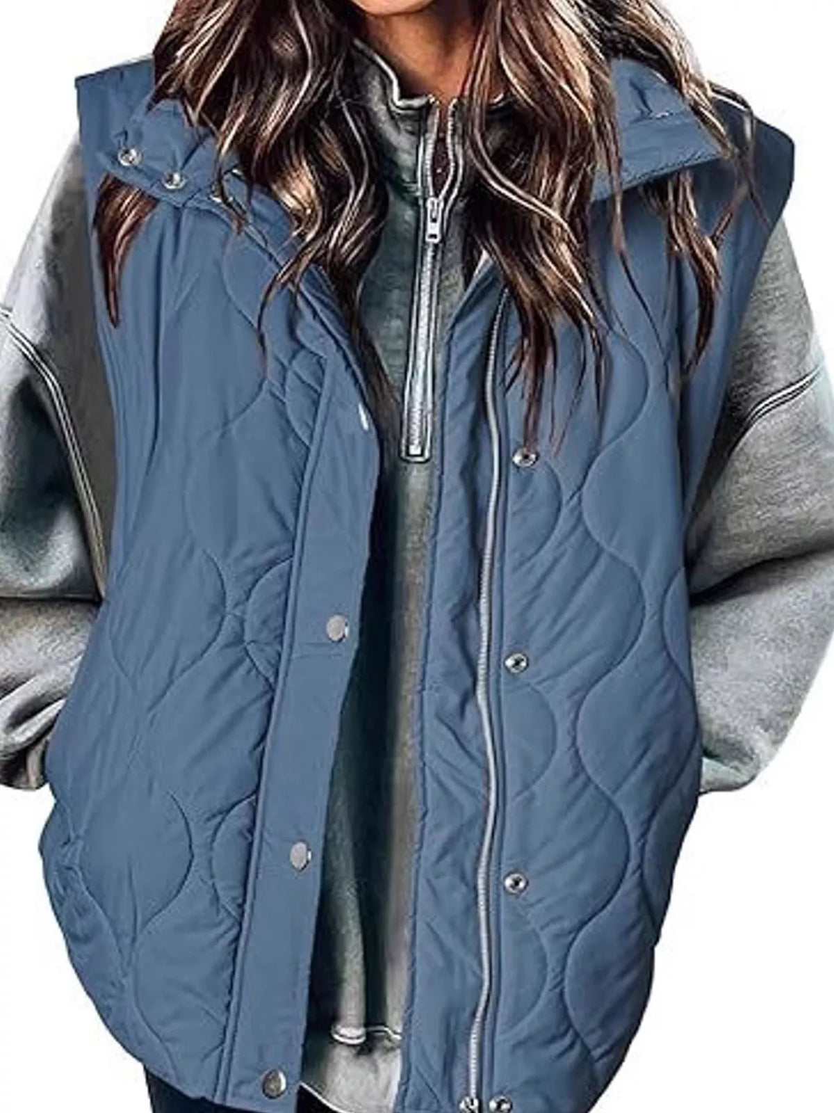 Quilted Snap Button Vest Coat