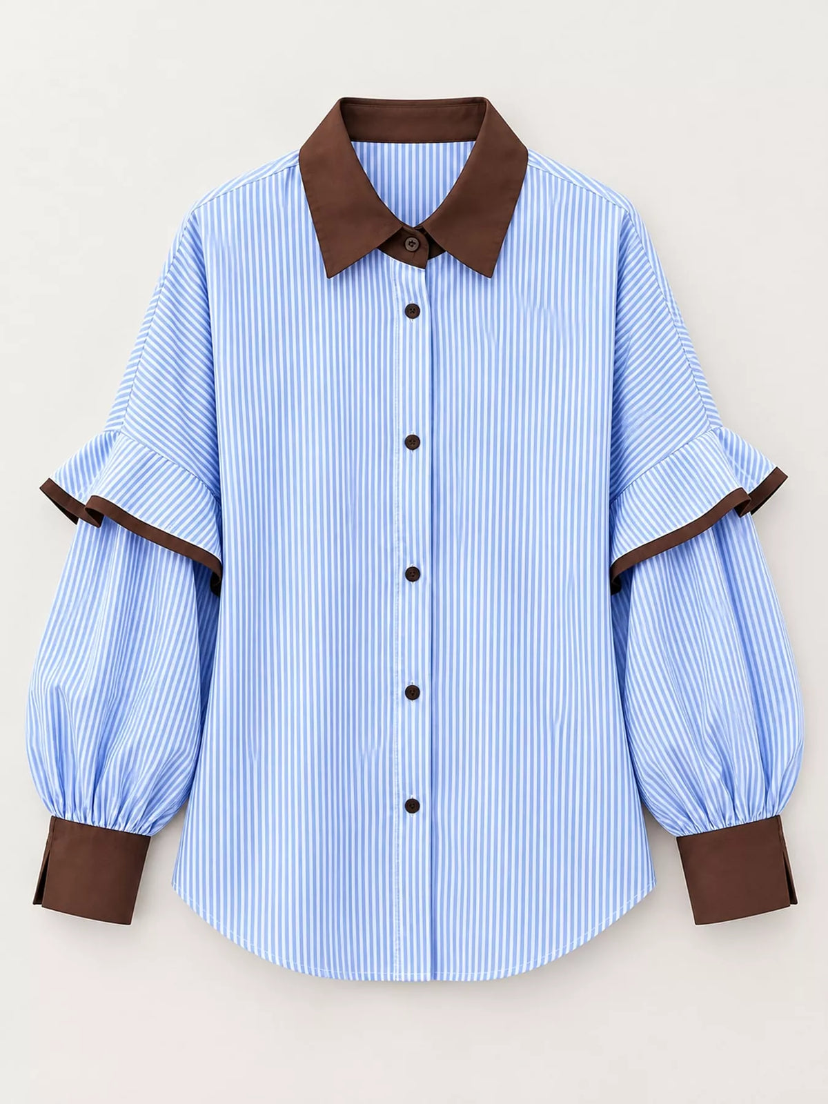 Contrast Collar and Cuff Striped Shirt