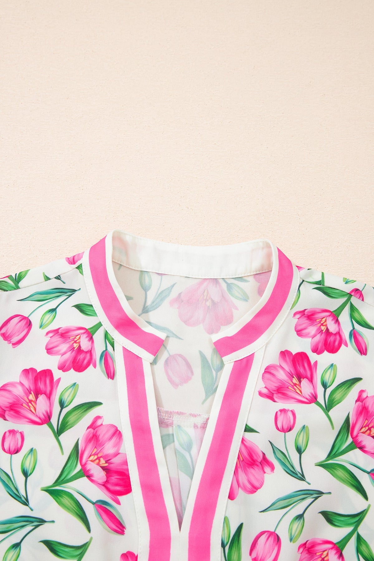 Multicolour Sweet Floral Print Striped Color Block Trim Short Dress