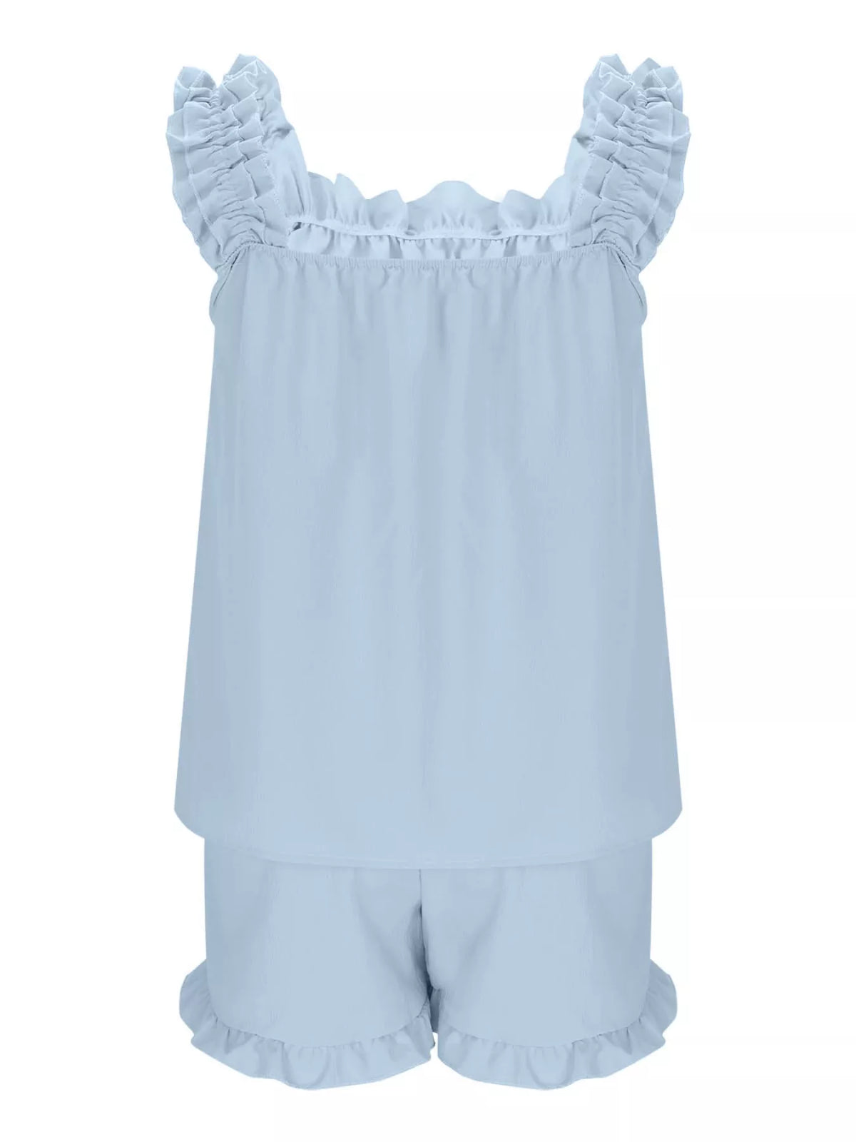 Ruffle Trim Sleeveless Top and Shorts Set