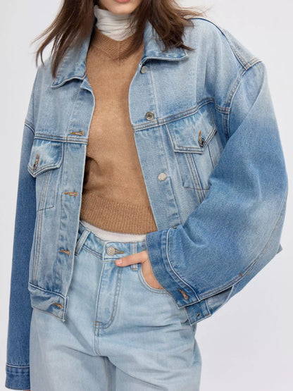 Button Up Dropped Shoulder Denim Jacket