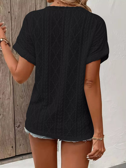 Diamond Pattern Short Sleeve Top