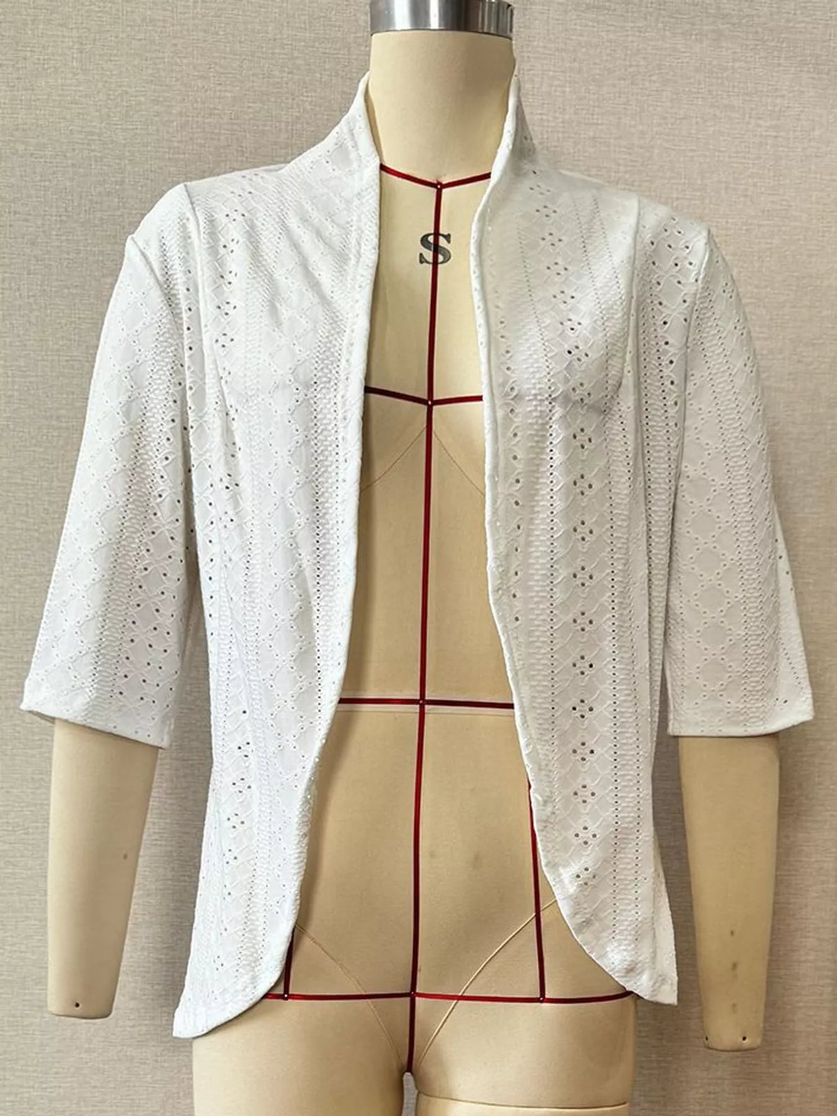 Eyelet Open-Front Cardigan