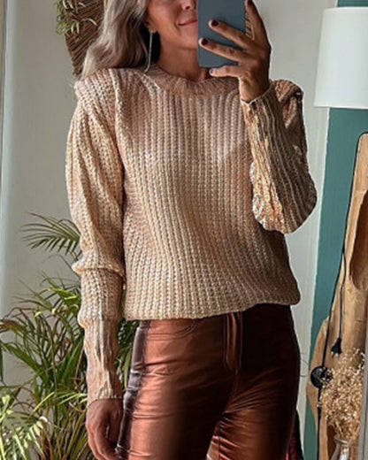 Clidress Paris O Neck Metallic Sweater