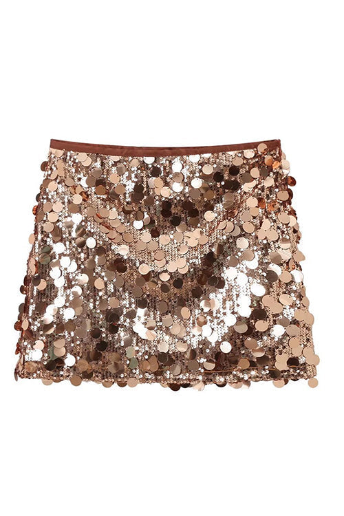 Elastic Waist Sequin Paillette Mini Skirt