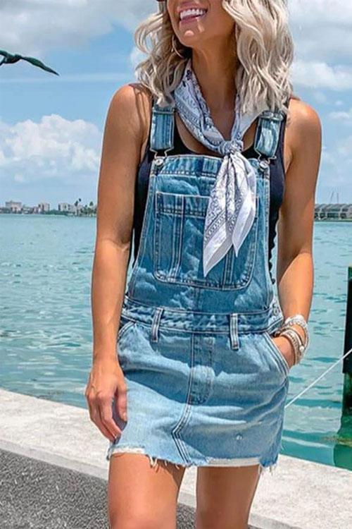 Clidress Cool Overall Denim Dress