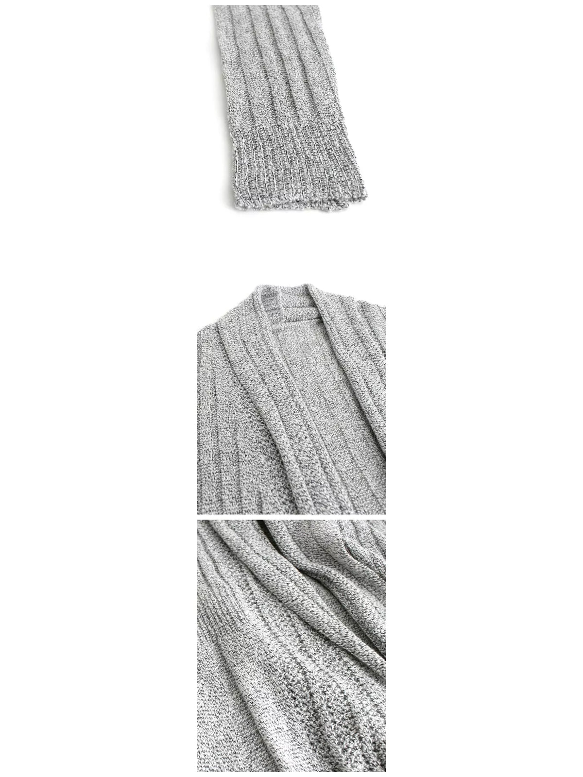 Elegant Ribbed Knit Open Front Flared Cardigan