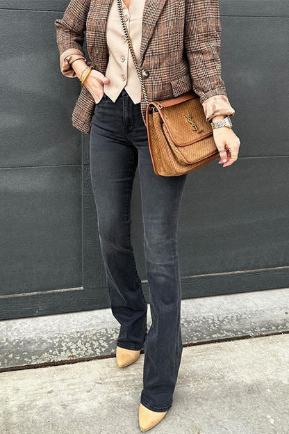 Distressed Bell Bottoms Stretchy Denim Pants
