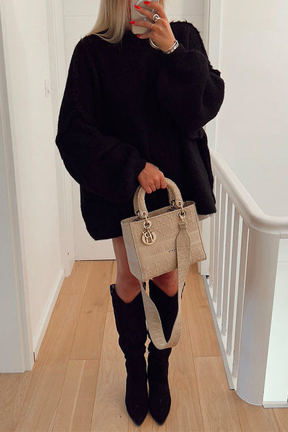 Drop Shoulder Plain Casual Pullover Sweater