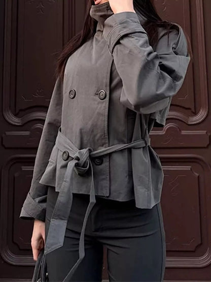 Full Size Double-Breasted Belted Trench Outerwear Plus Size