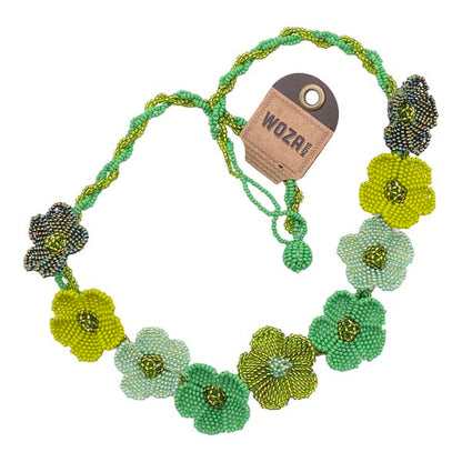 Tiny Hand Beaded Necklace Shades of Green