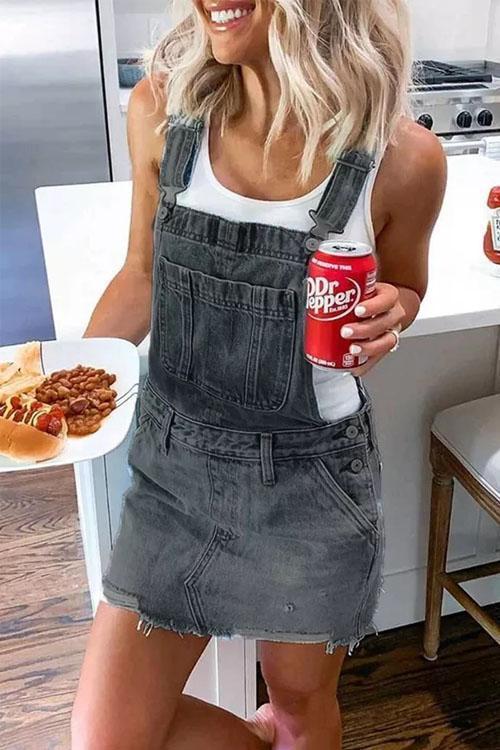 Clidress Cool Overall Denim Dress
