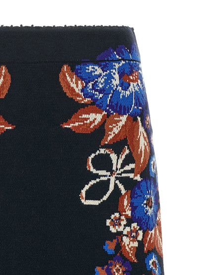 Farm Rio Bow Garden Knit Intarsia Skirt