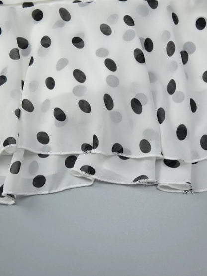 Polka Dot Halter Neck Ruffle Dress