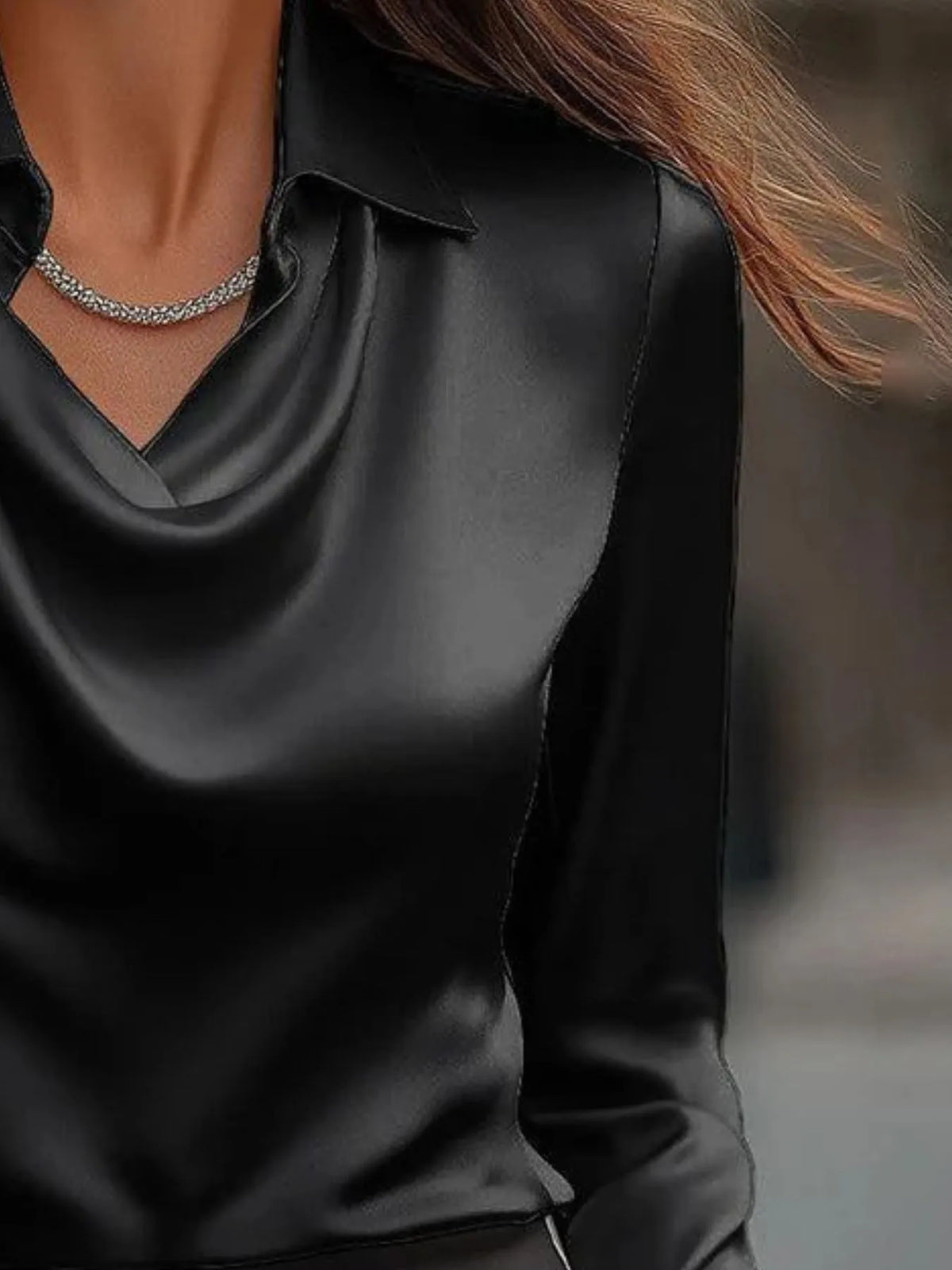 Full Size Long Sleeve Blouse With Collar Plus Size