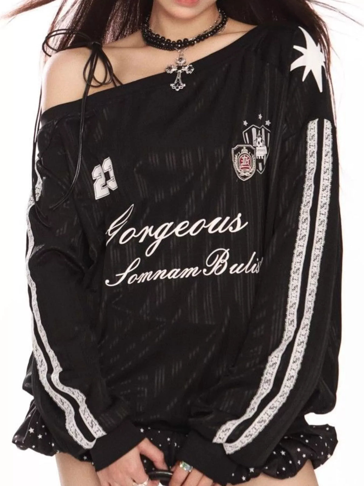 One Shoulder Graphic Sweatshirt